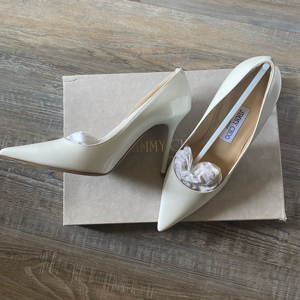 Jimmy Choo White Patent Leather Abel Pointed